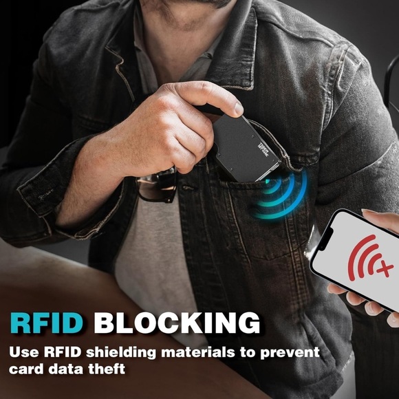 TIGERSTONE Minimalist Slim Metal Wallet Men RFID Blocking Holds 20 Cards Blue - Picture 7 of 8